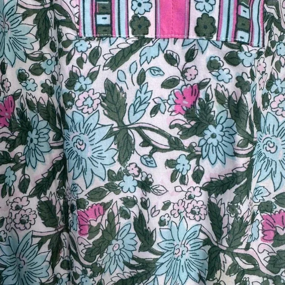 Talbots Floral Cotton Voile Split Neck Dress 8 Preppy Flow Midi Cottagecore Boho - Picture 3 of 13